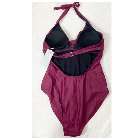 NEW NWT COASTAL BLUE Wrap Halter One Piece Swimsuit MEDIUM - Picture 5 of 9